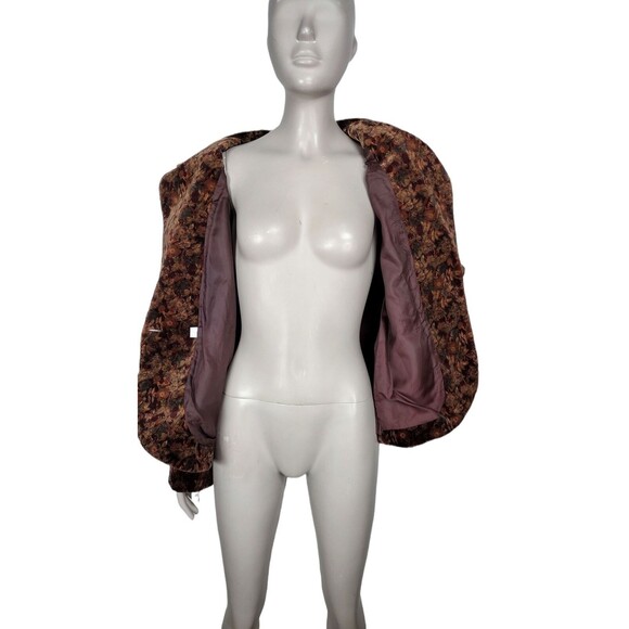 Vintage 60s Edith Flagg California Velvet Fall Floral Single-Button Blazer M-XL - Picture 7 of 8